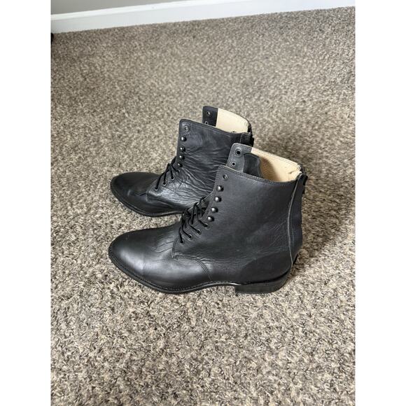 VTG Roper Boots Mens 12 EE Black Leather Kiltie Western Lace-Up Combat USA NEW main image 5